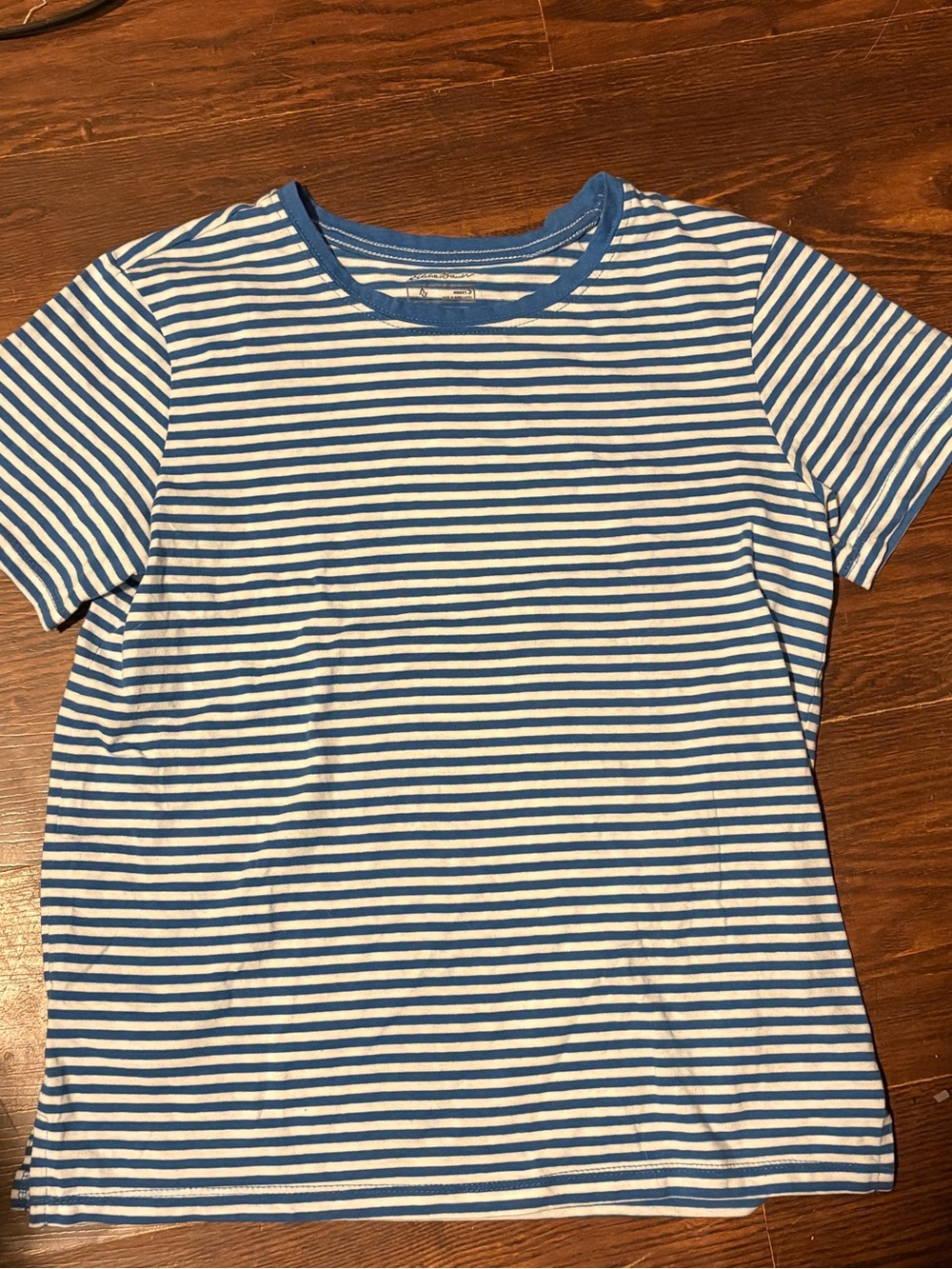 Eddie Bauer Women’s SM Blue and White Striped Short Sleeve Tee